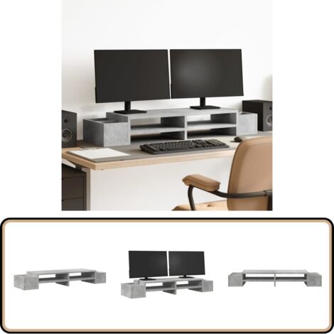 vidaXL Monitorständer mit Stauraum Betongrau 100x27x15cm Holzwerkstoff