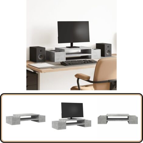 vidaXL Monitorständer mit Stauraum Betongrau 70x27x15 Holzwerkstoff