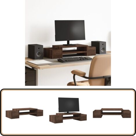 vidaXL Monitorständer mit Stauraum Eichen-Optik 70x27x15 Holzwerkstoff