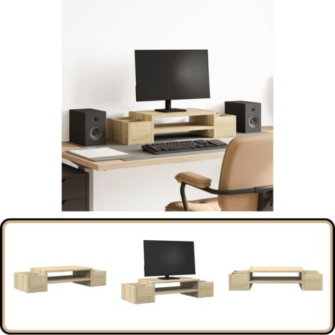 vidaXL Monitorständer mit Stauraum Sonoma-Eiche 70x27x15 Holzwerkstoff