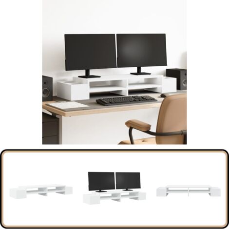 vidaXL Monitorständer mit Stauraum Weiß 100x27x15 cm Holzwerkstoff