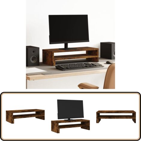 vidaXL Monitorständer Räuchereiche 54x22x15 cm Holzwerkstoff