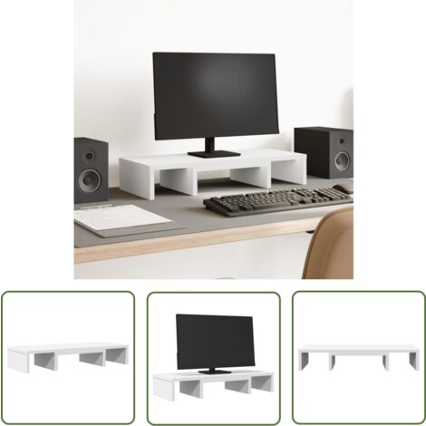 vidaXL Monitorständer Verstellbar Weiß 60x24x10,5 cm Holzwerkstoff