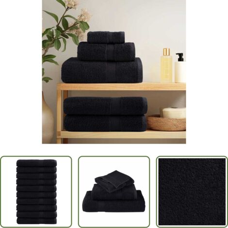 vidaXL Morbido -  Asciugamano per Ospiti SOLUND 25 pcs Nero 80 x 200 cm 550 gsm