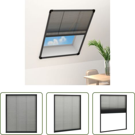 vidaXL Mosquitera aluminio -  Mosquitera plisada para ventanas aluminio antracita 80x100cm