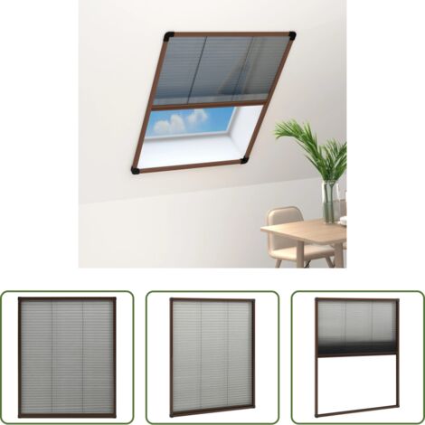 vidaXL Mosquitera aluminio -  Mosquitera plisada para ventanas aluminio marrón 80x100 cm