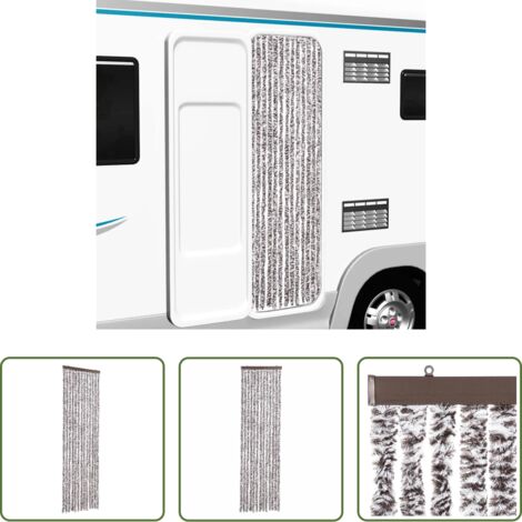 vidaXL Mosquitera beige -  Cortina mosquitera marrón y beige chenilla 56x200 cm