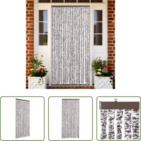 vidaXL Mosquitera beige -  Cortina mosquitera marrón y beige chenilla 90x200 cm