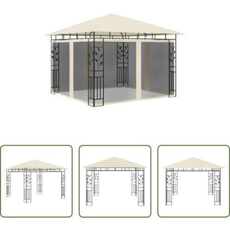 vidaXL Mosquitera -  Cenador con mosquitera color crema 3x3x2,73 m 180 g/m²