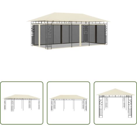 vidaXL Mosquitera -  Cenador con mosquitera color crema 6x3x2,73 m