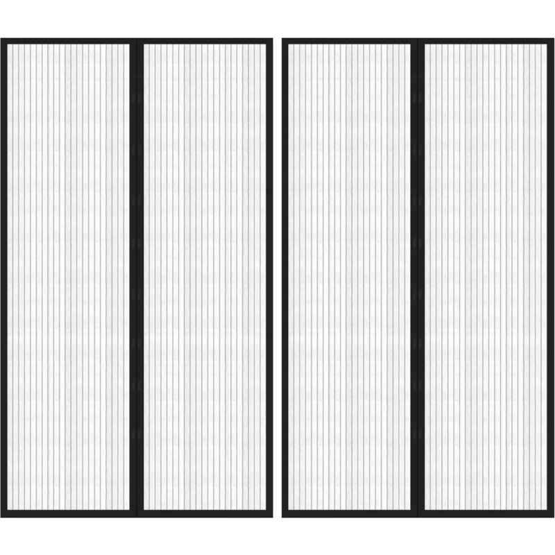 

vidaXL Mosquitera para puerta 2 uds magnética negro 200x80 cm - Negro