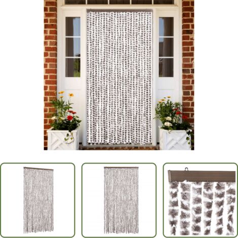vidaXL Mosquitos -  Cortina antimoscas chenilla gris taupe y blanco 100x200 cm