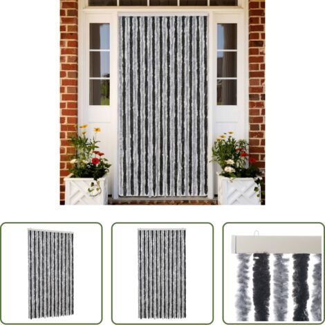 vidaXL Mosquitos -  Cortina antimoscas chenilla gris y negro 100x220 cm