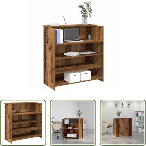 vidaXL Mostrador de hotel -  Mostrador de recepción madera vieja 100x50x103,5 cm