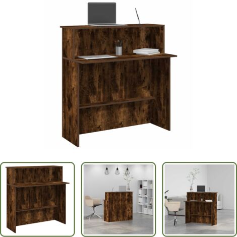 vidaXL Mostrador de hotel -  Mostrador de recepción roble ahumado 100x50x103,5 cm