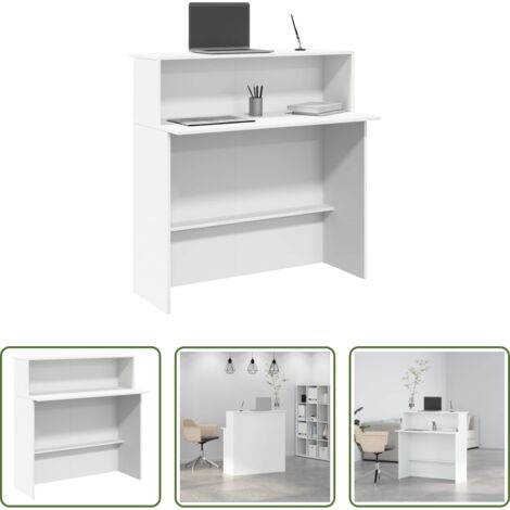 vidaXL Mostrador de oficina -  Mostrador de recepción blanco 100x50x103,5 cm madera de ingeniería