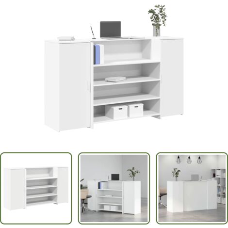 vidaXL Mostrador de oficina -  Mostrador de recepción blanco 180x50x103,5 cm madera de ingeniería