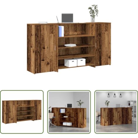 vidaXL Mostrador de oficina -  Mostrador de recepción madera vieja 200x50x103,5 cm