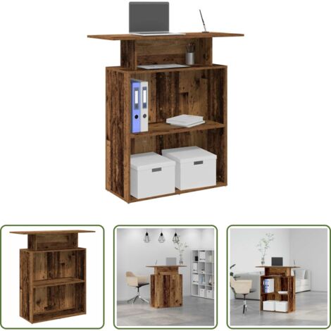 vidaXL Mostrador de recepción madera -  Mostrador de recepción madera antigua 100x40x104 cm