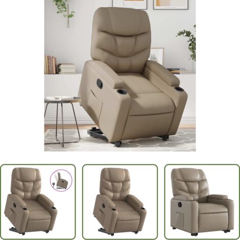 vidaXL Motor eléctrico -  Sillón reclinable elevable cuero artificial color capuchino