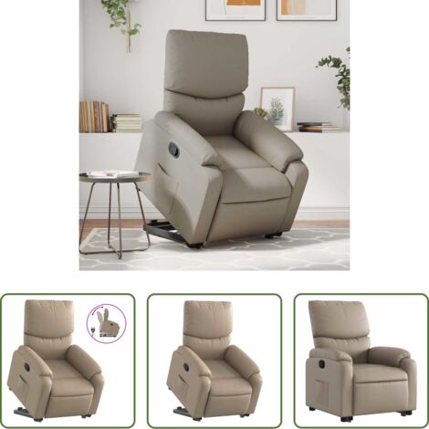 vidaXL Motor eléctrico -  Sillón reclinable elevable cuero artificial color capuchino