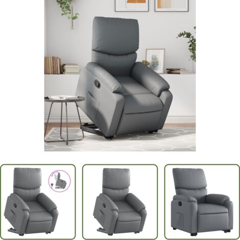 vidaXL Motor eléctrico -  Sillón reclinable elevable cuero artificial gris