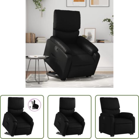 vidaXL Motor eléctrico -  Sillón reclinable elevable cuero artificial negro