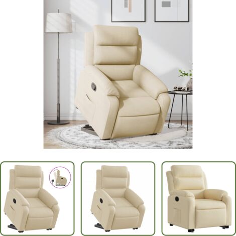 vidaXL Motor eléctrico -  Sillón reclinable elevable de tela color crema