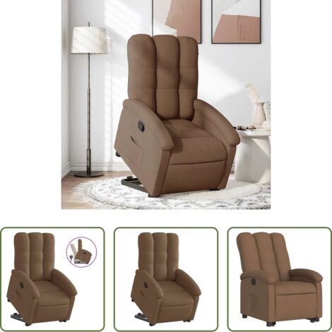 vidaXL Motor eléctrico -  Sillón reclinable elevable de tela marrón