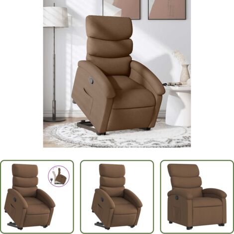 vidaXL Motor eléctrico -  Sillón reclinable elevable de tela marrón
