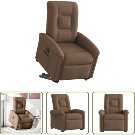 vidaXL Motor eléctrico -  Sillón reclinable elevable de tela marrón