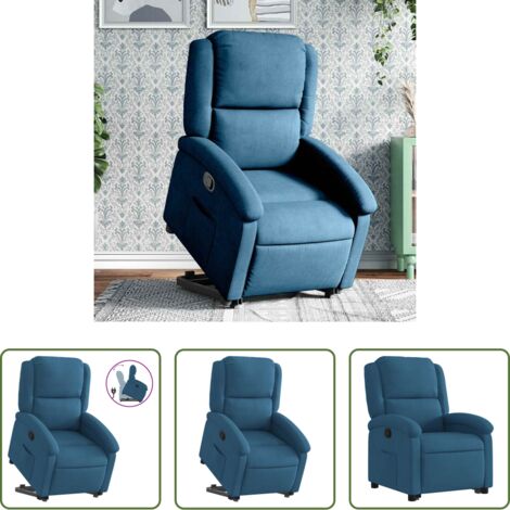 vidaXL Motor eléctrico -  Sillón reclinable elevable de terciopelo azul