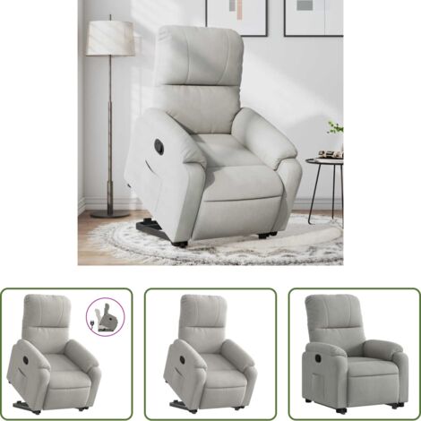 vidaXL Motor eléctrico -  Sillón reclinable elevable tela de microfibra gris claro