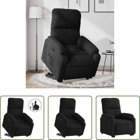 vidaXL Motor eléctrico -  Sillón reclinable elevable tela de microfibra negro