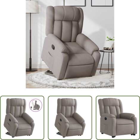 vidaXL Motor eléctrico -  Sillón reclinable elevable tela gris taupe