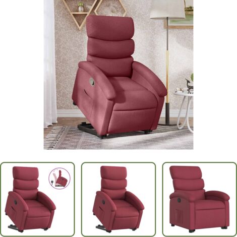 vidaXL Motor eléctrico -  Sillón reclinable elevable tela rojo tinto