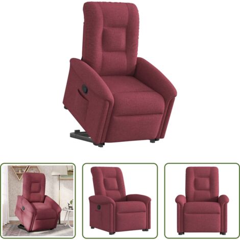 vidaXL Motor eléctrico -  Sillón reclinable elevable tela rojo tinto