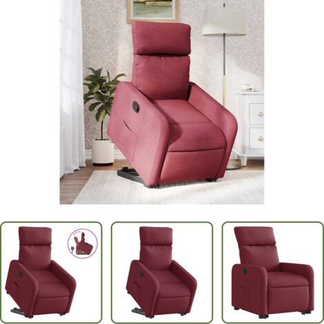 vidaXL Motor eléctrico -  Sillón reclinable elevable tela rojo tinto