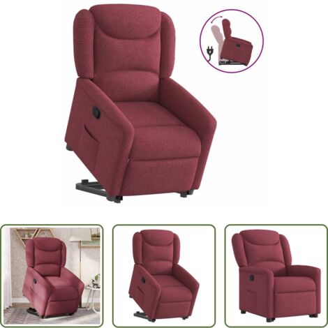 vidaXL Motor eléctrico -  Sillón reclinable elevable tela rojo tinto