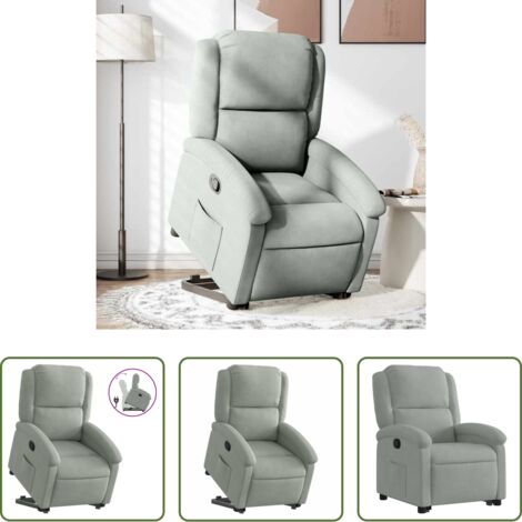 vidaXL Motor eléctrico -  Sillón reclinable elevable terciopelo gris claro