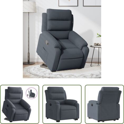vidaXL Motor eléctrico -  Sillón reclinable elevable terciopelo gris oscuro
