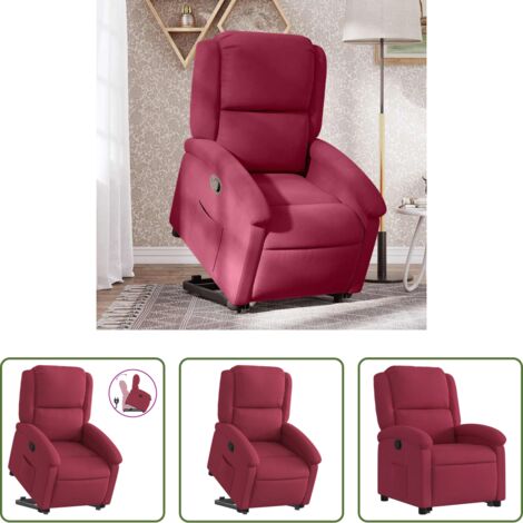 vidaXL Motor eléctrico -  Sillón reclinable elevable terciopelo rojo tinto