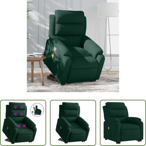 vidaXL Motor eléctrico -  Sillón reclinable elevable terciopelo verde oscuro