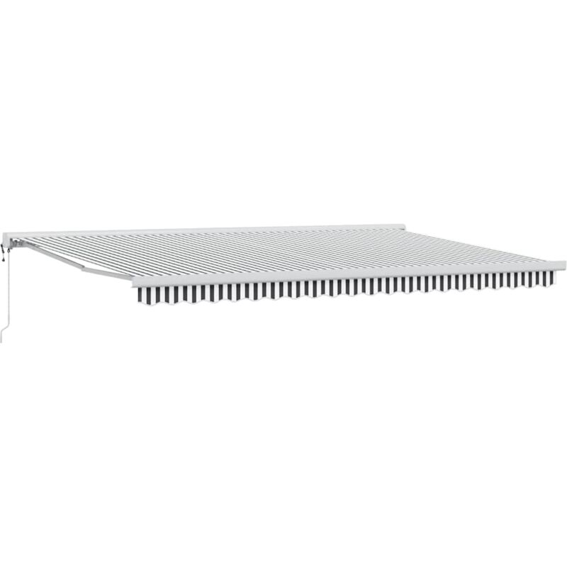 Retractable Awning Anthracite And White 5x3 M Fabric&aluminium Vidaxl
