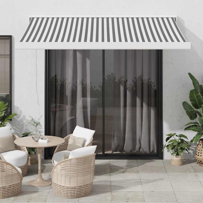Vidaxl - Retractable Awning Anthracite And White 3.5x2.5 M Fabric&aluminium