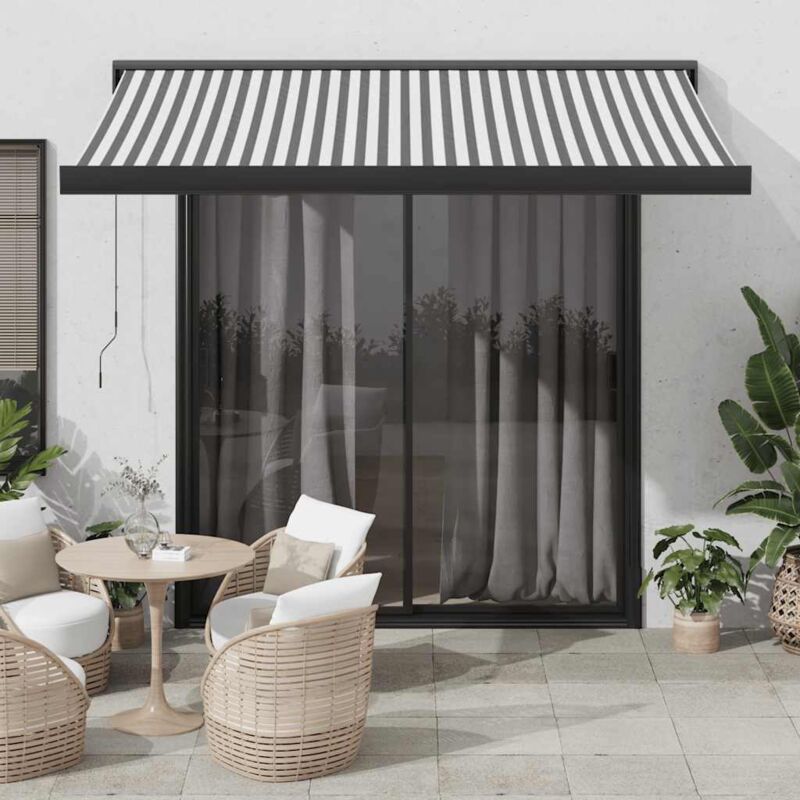 Vidaxl - Retractable Awning Anthracite And White 3.5x2.5 M Fabric&aluminium