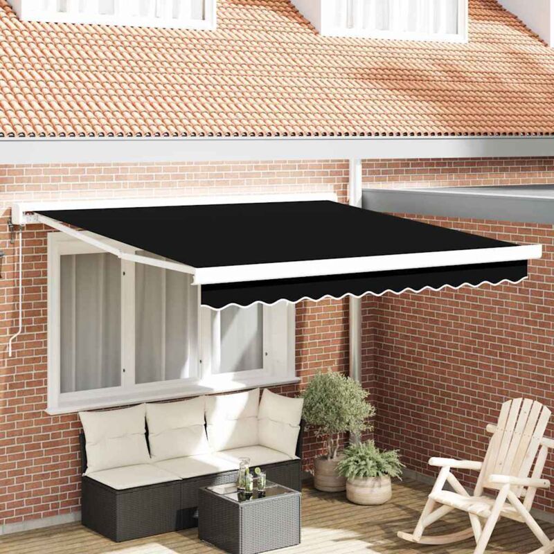 Vidaxl - Retractable Awning Manual Black 350 X 250 Cm Fabric, Metal