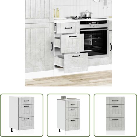 vidaXL Mueble bajo cocina -  Mueble bajo de cocina Lucca madera contrachapada gris cemento