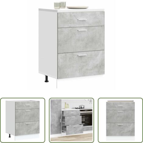 vidaXL Mueble bajo cocina -  Mueble bajo de cocina "Lyon" de madera de ingeniería gris hormigón
