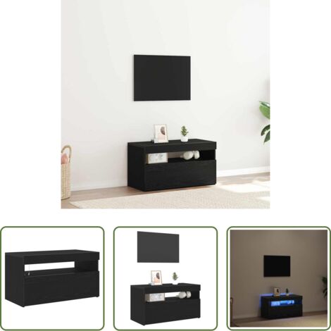 vidaXL Mueble bajo -  Mueble de TV Roble Negro 75 x 35 x 40 cm Madera de ingeniería